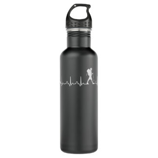 Mens Hiking Heartbeat EKG Pulse Hiker Lover 355 Edelstahlflasche