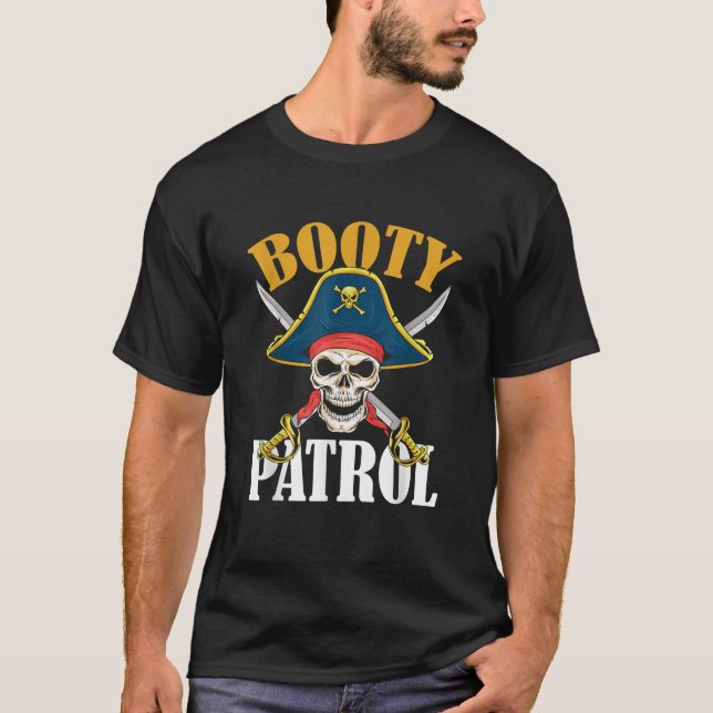 Mens Hintern Patrol Pirate Halloween T Shirt (Vorderseite)