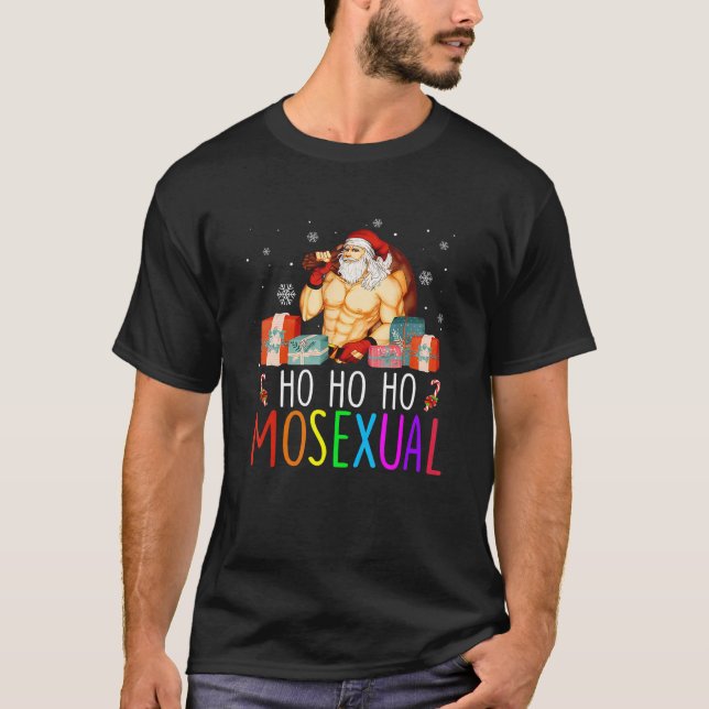 Mens Ho Ho Mosexual Gay Pun Gay Prid T-Shirt (Vorderseite)
