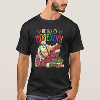 Mens Ho Ho Mosexual Gay Santa LGBT T-Shirt