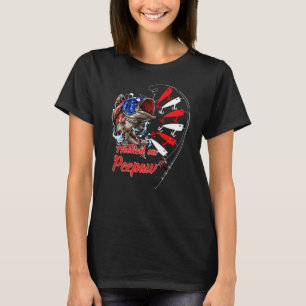 Mens Hooked on Peepaw Fisherman American Flag Patt T-Shirt