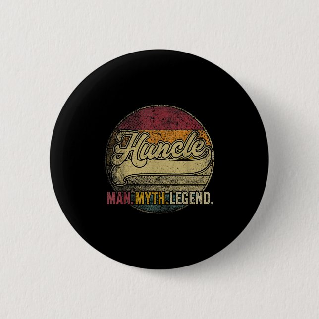 Mens Huncle Funny Onkel Der Mann Myth Legend Vater Button (Vorderseite)