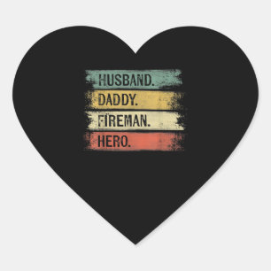 Mens Husband Daddy Fireman Hermann Feuerwehrmann Herz-Aufkleber