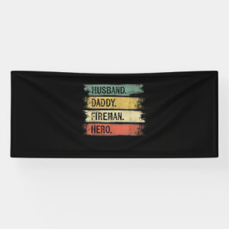 Mens Husband Daddy Fireman Hero Feuerwehrmann Banner
