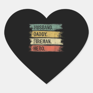 Mens Husband Daddy Fireman Hero Feuerwehrmann Herz-Aufkleber
