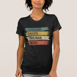 Mens Husband Daddy Fireman Hero Feuerwehrmann T-Shirt