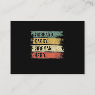 Mens Husband Daddy Fireman Hero Feuerwehrmann Visitenkarte