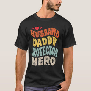 Mens Husband Daddy Protector Hero Vatertag Ret T-Shirt