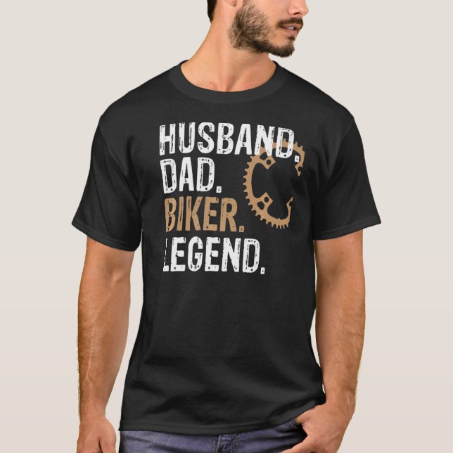 Mens Husband Vater Biker Legend Mountain Bike T-Shirt (Vorderseite)