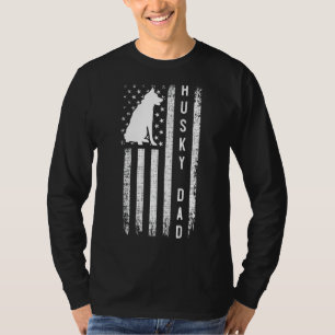 Mens Husky Lover Siberian Husky Vater American Fla T-Shirt