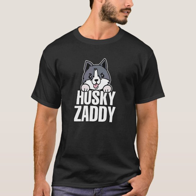 Mens Husky Zaddy Dog Vater Design T-Shirt (Vorderseite)