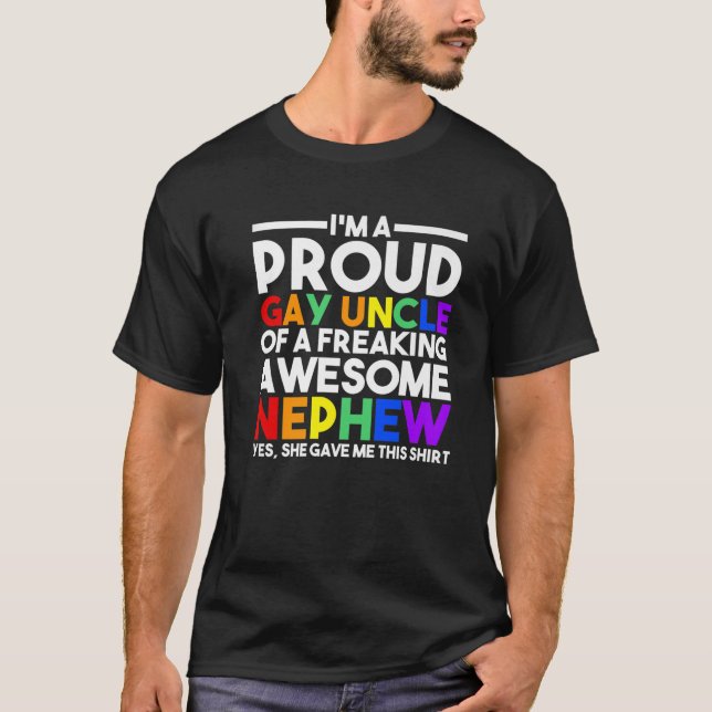 Mens I bin ein stolzer Gay Oncle Gay Pride T-Shirt (Vorderseite)