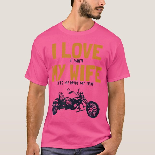 Mens I Liebe Meine Ehefrau Trike Motorrad Motorrad T-Shirt (Vorderseite)