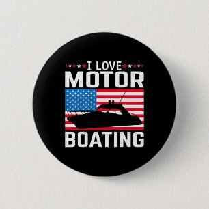 Mens I Liebe Motorbootmotor Motorbootfahren T-Shir Button