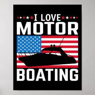 Mens I Liebe Motorbootmotor Motorbootfahren T-Shir Poster