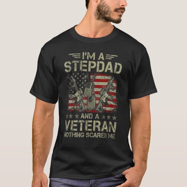 Mens, ich bin Stepdad und ein Veteran, nichts mach T-Shirt (Vorderseite)