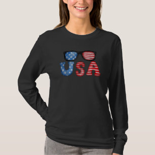 Mens Independence Day Sonnenbrille American Flag 4 T-Shirt