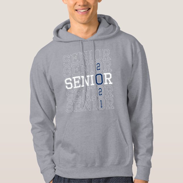 Mens Individuelle Name Class of 2021 Navy Senior H Hoodie (Vorderseite)