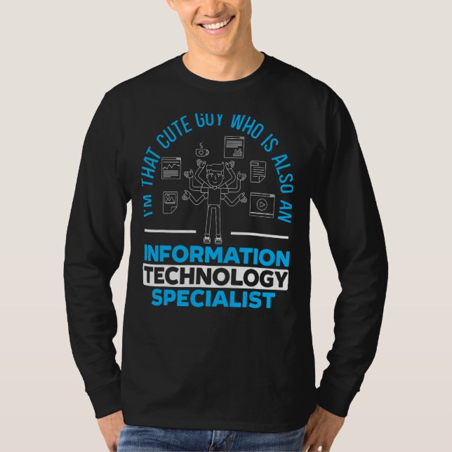 Mens Information Technology Specialist Computer Jo T-Shirt (Vorderseite)