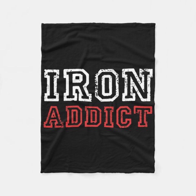 Mens Iron Addict Gym Workout Fitness Bodybuilding Fleecedecke (Vorderseite)