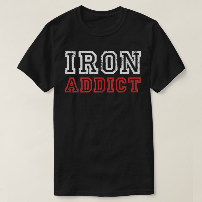 Mens Iron Addict Gym Workout Fitness Bodybuilding T-Shirt (Design vorne)