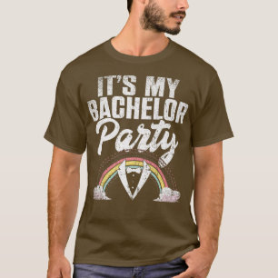 Mens its Bachelor Party Rainbow Groom Funny Bac T-Shirt