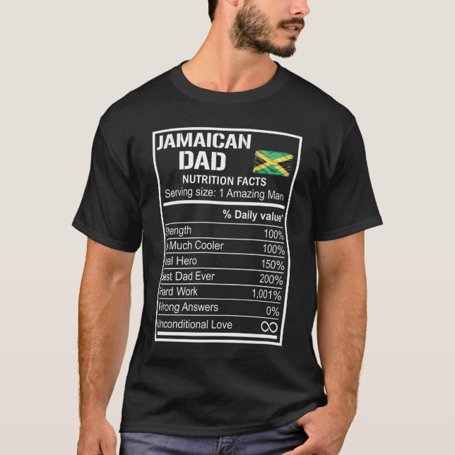 Mens Jamaican Vater Nutrition Facts Fathers Day He T-Shirt (Vorderseite)