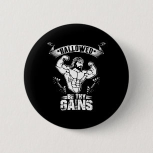 Mens Jesus Bodybuilding T Shirt - Funny Jesus Weig Button
