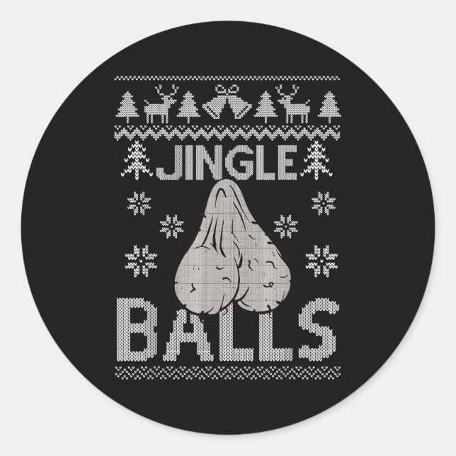 Mens Jingle Adult 18+ Ugly Christmas Sweater  Runder Aufkleber (Vorderseite)