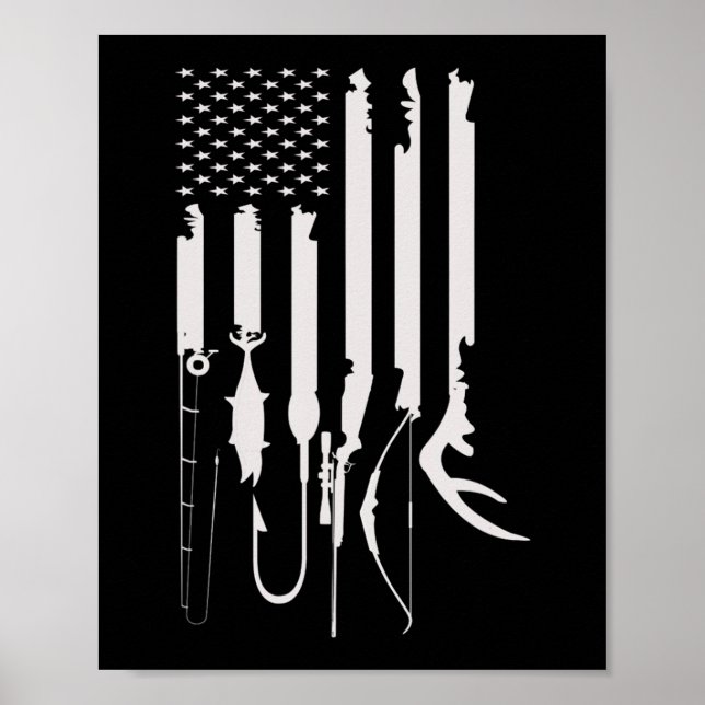 Mens Junting Fishing USA Flag American Themed Deko (Vorne)