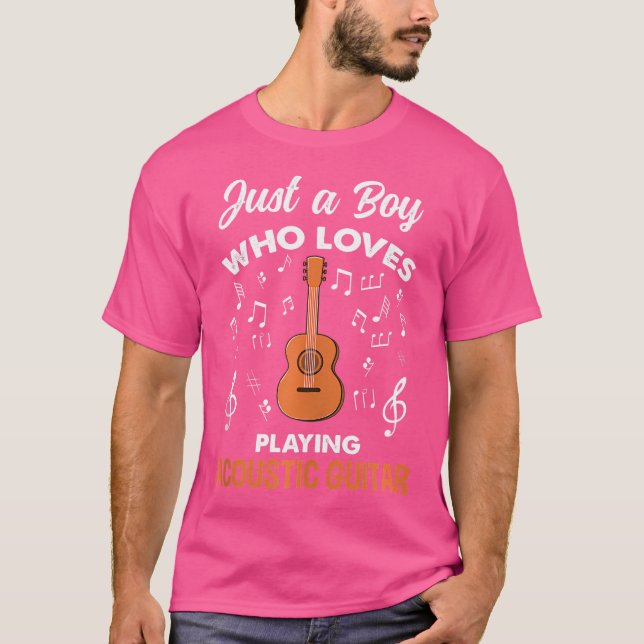 Mens just a Junge, der Lieben spielt akustische Gi T-Shirt (Vorderseite)
