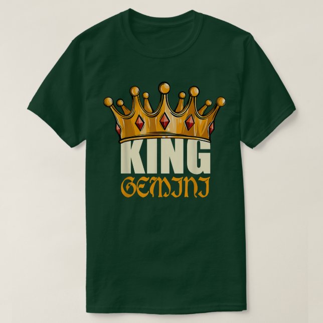 Mens King Gemini Zodiac Birthday Horoskop Astrolo T-Shirt (Design vorne)