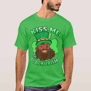 Mens Kiss Me I'm Black Irish African American St P T-Shirt