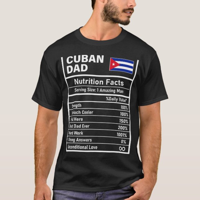 Mens Kubaner Vater Ernährung Fakten Vatertagnation T-Shirt (Vorderseite)