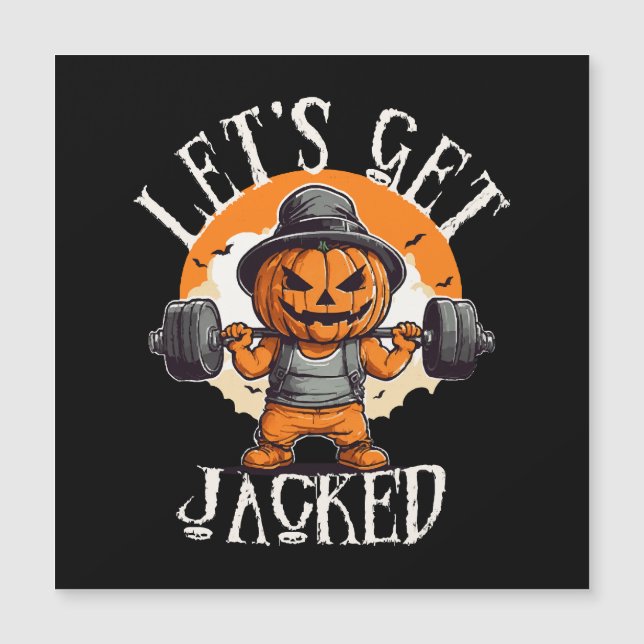 Mens Lasse Jacked Pumpkin Jack-O-Lantern Funny Magnetkarte (Vorderseite)