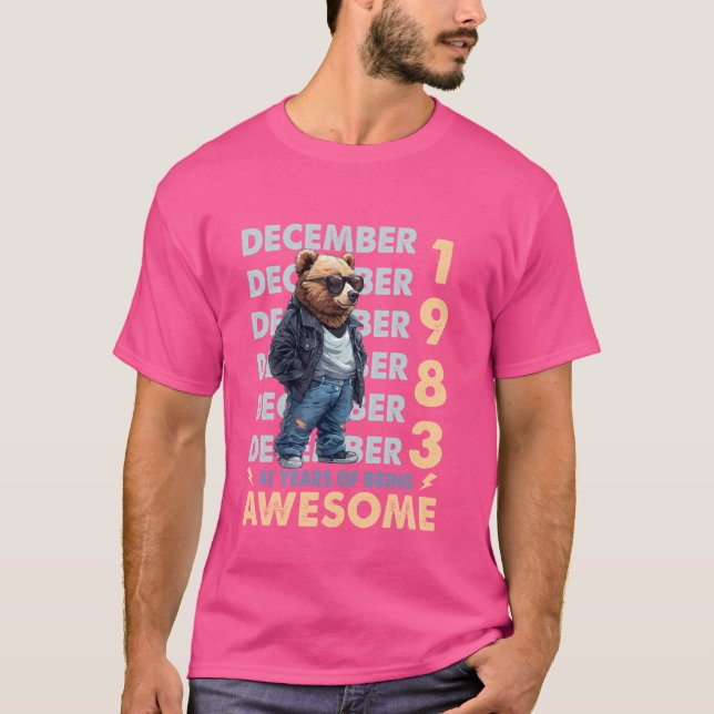 Mens Legend Dezember 1983 41st Birthday Bear 41 Ye T-Shirt (Vorderseite)