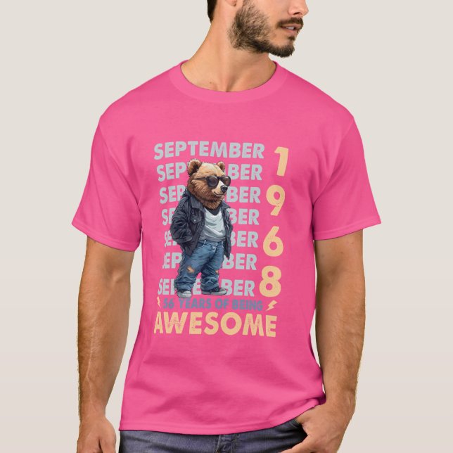 Mens Legend September 1968 56th Birthday Bear 56 Y T-Shirt (Vorderseite)