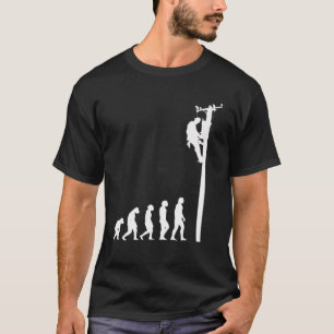 Mens Lineman Evolution Funny Electric Cable Man El T-Shirt