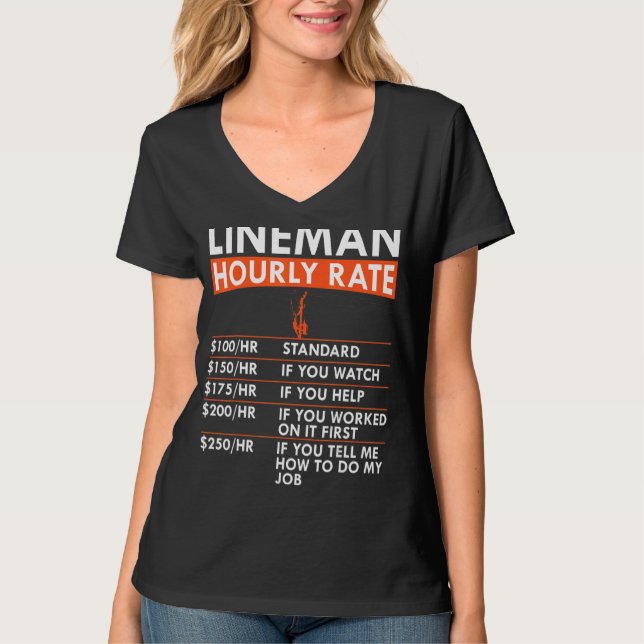 Mens Lineman Stundensatz Power Electric Cable Labr T-Shirt (Vorderseite)