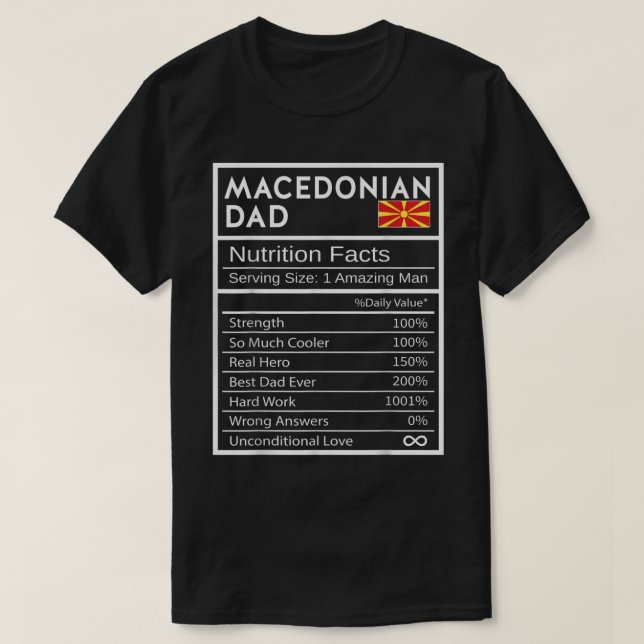 Mens Macedonian Dad Nutrition Facts National Pride T-Shirt (Design vorne)
