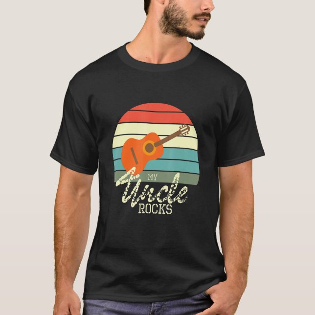 Mens Male Acoustic Gitarre Onkel Rocks Gitarrist T-Shirt (Vorderseite)