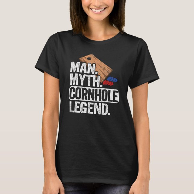 Mens Man Myth Cornhole Legend Daddy Cornole Vater T-Shirt (Vorderseite)
