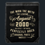 Mens Man Myth Legend August 2000 22nd Birthday Sportbeutel<br><div class="desc">Mens Man Myth Legend August 2000 22nd Birthday Gift 22 Years Old Gift. Perfect gift for your dad,  mom,  dad,  men,  women,  friend and family members on Thanksgiving Day,  Christmas Day,  Mothers Day,  Fathers Day,  4th of July,  1776 Independent Day,  Veterans Day,  Halloween Day,  Patrick's Day</div>