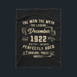 Mens Man Myth Legend December 1922 100th Birthday Fleecedecke<br><div class="desc">Mens Man Myth Legend December 1922 100th Birthday Gift 100 Yrs Gift. Perfect gift for your dad,  mom,  papa,  men,  women,  friend and family members on Thanksgiving Day,  Christmas Day,  Mothers Day,  Fathers Day,  4th of July,  1776 Independent day,  Veterans Day,  Halloween Day,  Patrick's Day</div>
