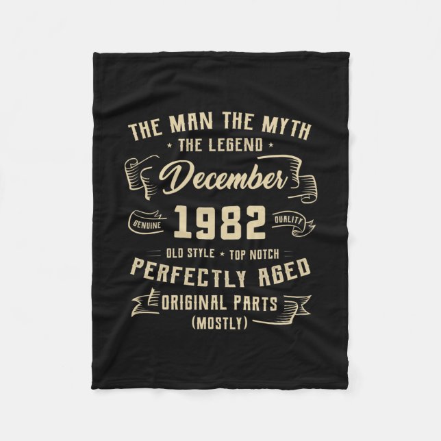 Mens Man Myth Legend December 1982 40th Birthday Fleecedecke (Vorderseite)