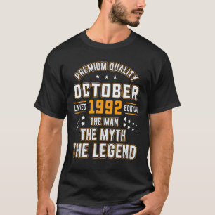Mens Man Myth Legend Oktober 1992 30. Geburtstag 3 T-Shirt