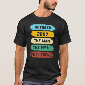 Mens Man Myth Legend Oktober 2007 15. Geburtstag 1 T-Shirt