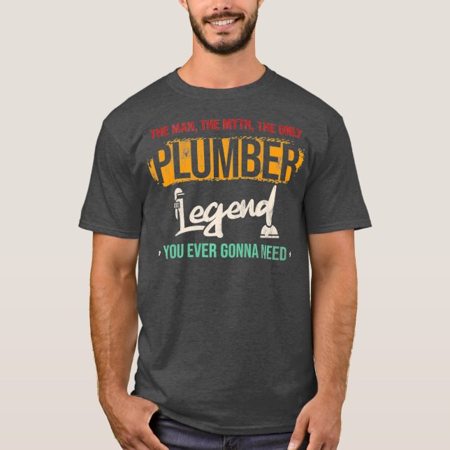 Mens Man Myth Legend Plumber Tech Plumbing T-Shirt (Vorderseite)