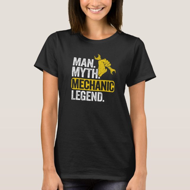 Mens Man Myth Mechanische Legende Auto Typ Garage  T-Shirt (Vorderseite)