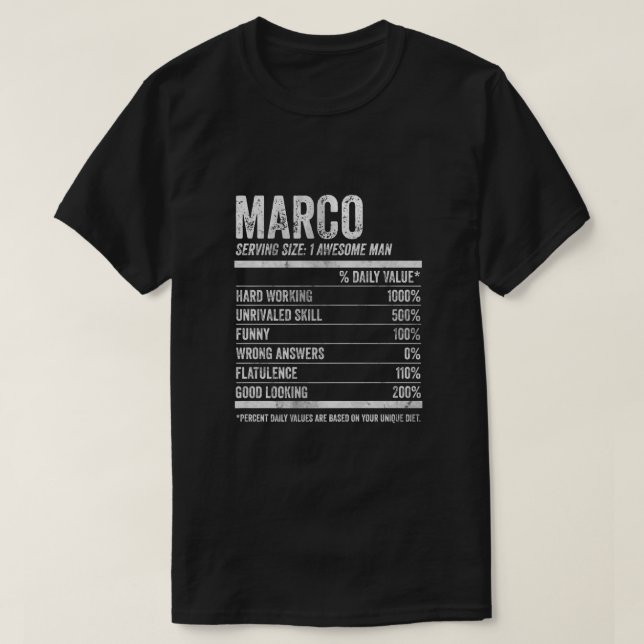 Mens Marco Nutrition Personalisiert Name Shirt Fun (Design vorne)
